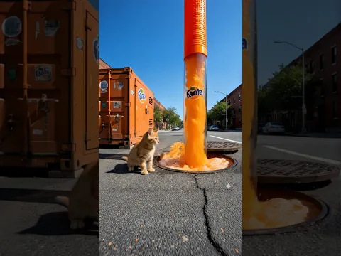 Kitten gives Free Fanta to everyone! #cats #cutecat #funny #catlovers