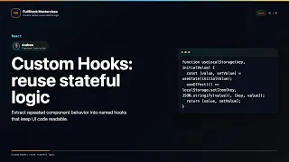 Custom Hooks reuse stateful logic Explained FullStack Masterclass React Course
