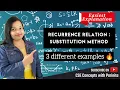Recurrence Relation Examples T n 2 T n-1 1 and T n T n-1 n by Forward Substitution DAA