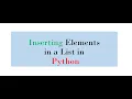 Insert Element to list in Python Insert statement in list in python Python