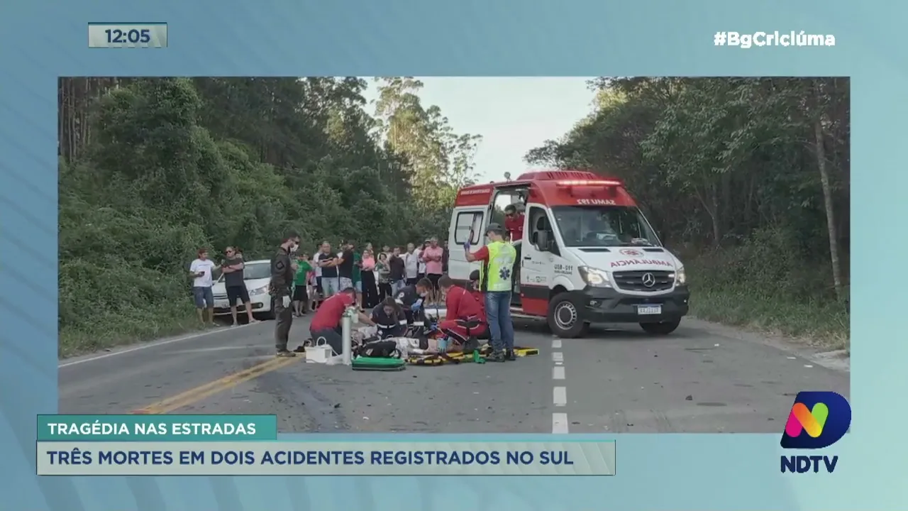 Três mortes em dois acidentes registrados no Sul