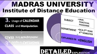 madras university ide BCA 4th sem java practical Calendar class program