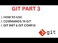 GIT INTRODUCTION PART 3 HOW TO USE GIT COMMANDS GIT INIT GIT CONFIG
