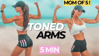 5 MIN ARM TONED WORKOUT - EASY !! [ No Equipment ]