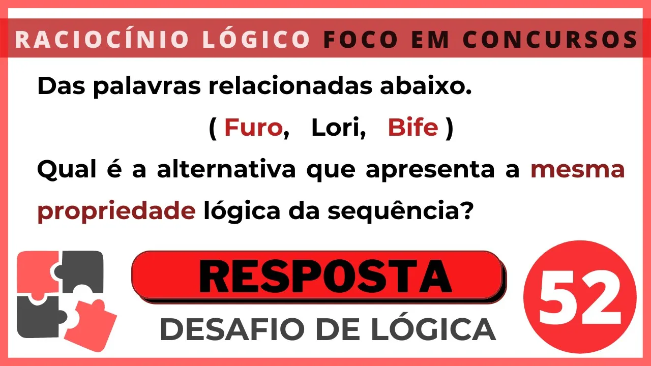 Desafio de Lógica 52 - 🧠 Sequência de Palavras 🧑🏻‍🚀 Banca #CONSULPLAN