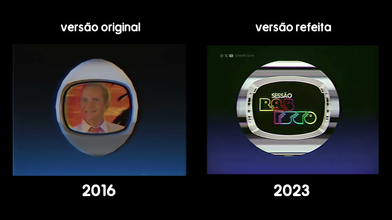 Evolução gráfica da @RedeClone (2015-2023) - Comparando vinhetas