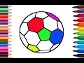 How to Draw and Color Soccer Ball Sports Coloring pages for kids with Colored markers