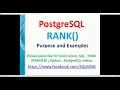 Postgresql Tutorials Rank in postgresql postgresql rank examples row partition in postgres
