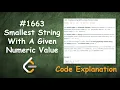 Smallest String With A Given Numeric Value Live Coding with Explanation Leetcode
