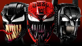 LEGO Сувенирные модели Карнаж 76199, Веном 76187 и Маска Бэтмена 76182. Marvel или DC?