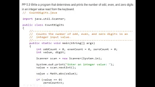 Java Selection Statement Write a program that counts the number of even and odd numbers