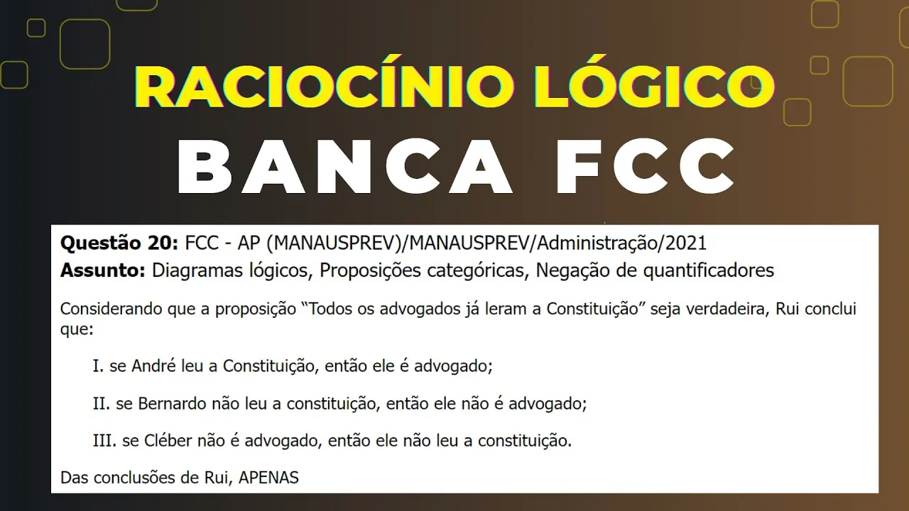 Raciocínio Lógico - Banca #FCC - Questão 20 - Diagramas lógicos, Proposições categóricas