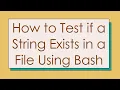 How to Test if a String Exists in a File Using Bash