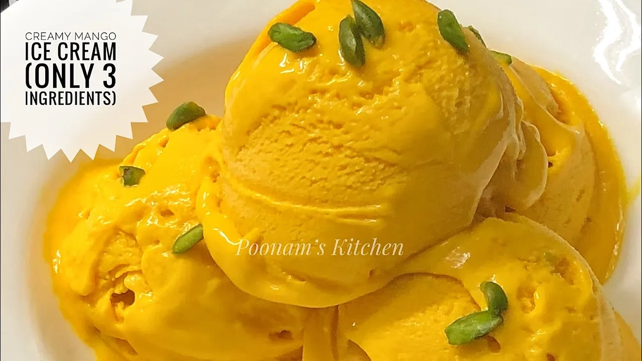 Mango Ice Cream Recipe(Only 3 Ingredients!) | No eggs No Ice Cream Machines | How To Make