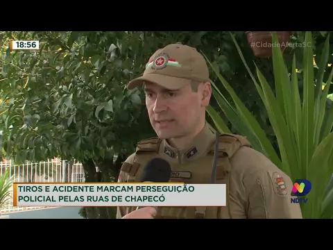 Perseguição policial resulta em tiros e acidente em Chapecó