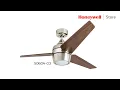 Honeywell Eamon Modern Brushed Nickel Remote Control Ceiling Fan 3 Blade - 50604-03