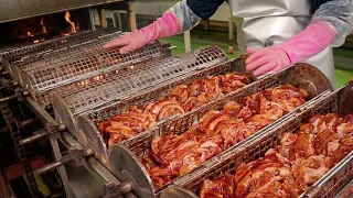 숯불로 불맛을 확실하게 ! 양념까지 완벽한 숯불 돼지 고기 대량생산 현장 | Smoky charcoal flavor! Marinated charcoal-grilled pork
