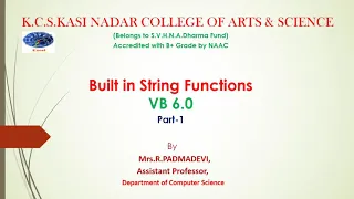 Built in String Functions in VB6 0 Part-1by R PADMADEVI
