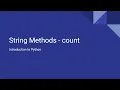 Introduction to Python - String Methods