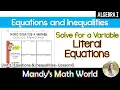 Solve for a Variable - Literal Equations