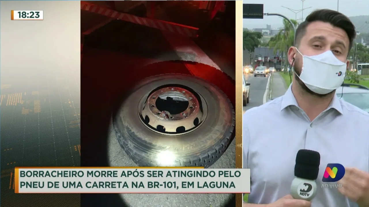 Borracheiro morre após ser atingindo pelo pneu de uma carreta na BR-101, em Laguna