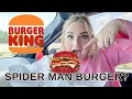 TRYING BURGER KINGS NEW RED BURGER SPIDER MAN BURGER Drue Gabe