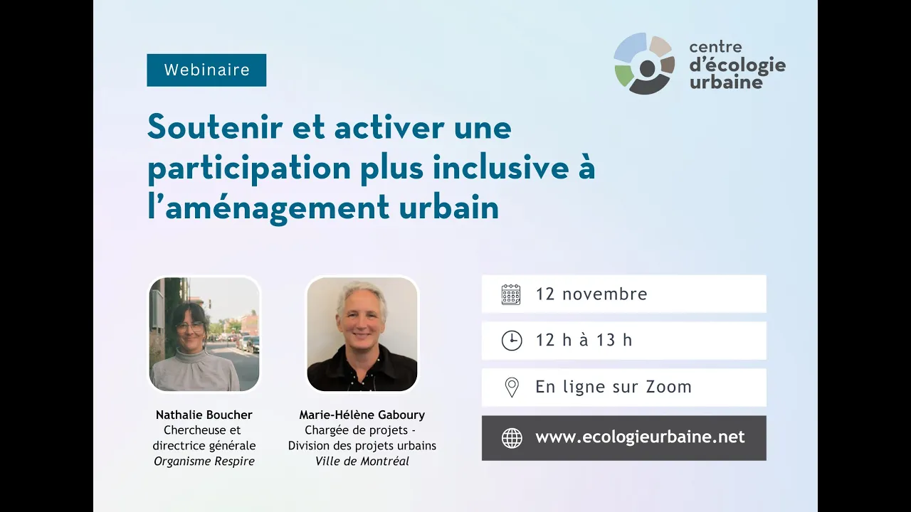 Webinaire - Soutenir et activer une participation plus inclusive à l’aménagement urbain