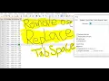 replace tab space by a symbol or a new line