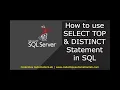MSSQL-Part6 How to use SELECT TOP DISTINCT Statement in SQL