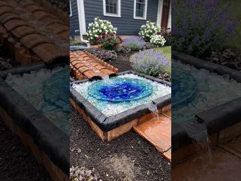 Downspout Rain Garden With Glass Pools