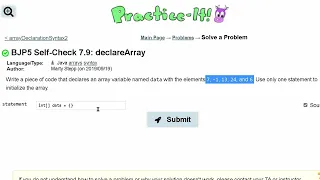 Java Practice It Self-Check 7 9 declareArray arrays syntax array basics