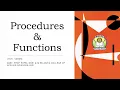 Procedure Function Packages Lecture 1