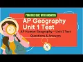 AP Human Geography - Unit 1 Test Questions Answers