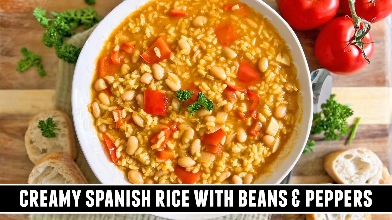 Creamy Rice with Beans & Peppers   HEALTHY & Delicious Spanish Recipe