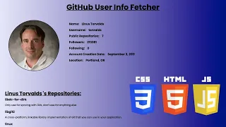 Create this Github Profile Explorer using HTML CSS and JavaScript JS Projects CodeWithAlpha