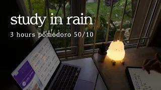 3 Hour Pomodoro 50 10 Rain Study With Me Rain Atmosphere For Study 