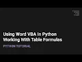 Using Word VBA in Python Working With Table Formulas