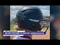 Helmet stickers to support Asher Sullivan
