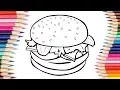 Hamburger Art Colours for Kids coloring pages Haw to draw with coloring Markers Coloring book