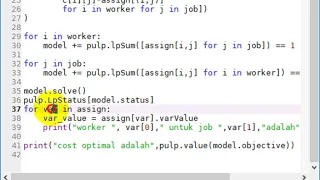 Assignment Problem dengan Python PuLP 03 Solving Model