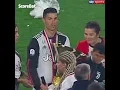 Cristiano Ronaldo accidentally hits his son with the Serie A trophy