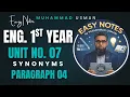 Eng 1st Year Unit 7 Synonyms 04 Easy Notes Muhammad Usman