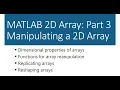 MATLAB 2D Array Part 3 Manipulating a 2D Array