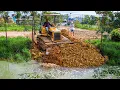 Download Lagu Perfectly New Project! Landfill Delete Flooded Pond by Skill Bulldozer Pushing Stone with Dump Truck