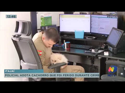 Policial adota cachorro que foi ferido durante crime