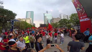 Excited Vietnamese soccer fans