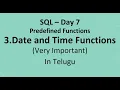 SQL Day 7 Date and Time Functions