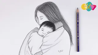 رسم سهل جدا تعليم رسم موضوع عن عيد الام 2022 بطريقة سهلة تعليم الرسم للمبتدئين 