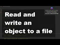 Java 2 Fall 2020 - Read and Write an Object to a File