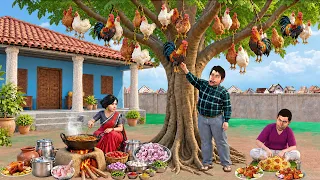 Jadui Chicken Tree Chicken Tandoori  Desi Village Street Food Hindi Kahani Moral Storie Comedy Video